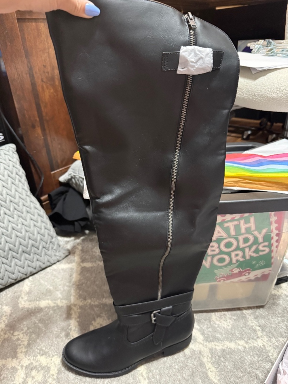 JustFab Over the Knee Faux Leather Boots - size 10